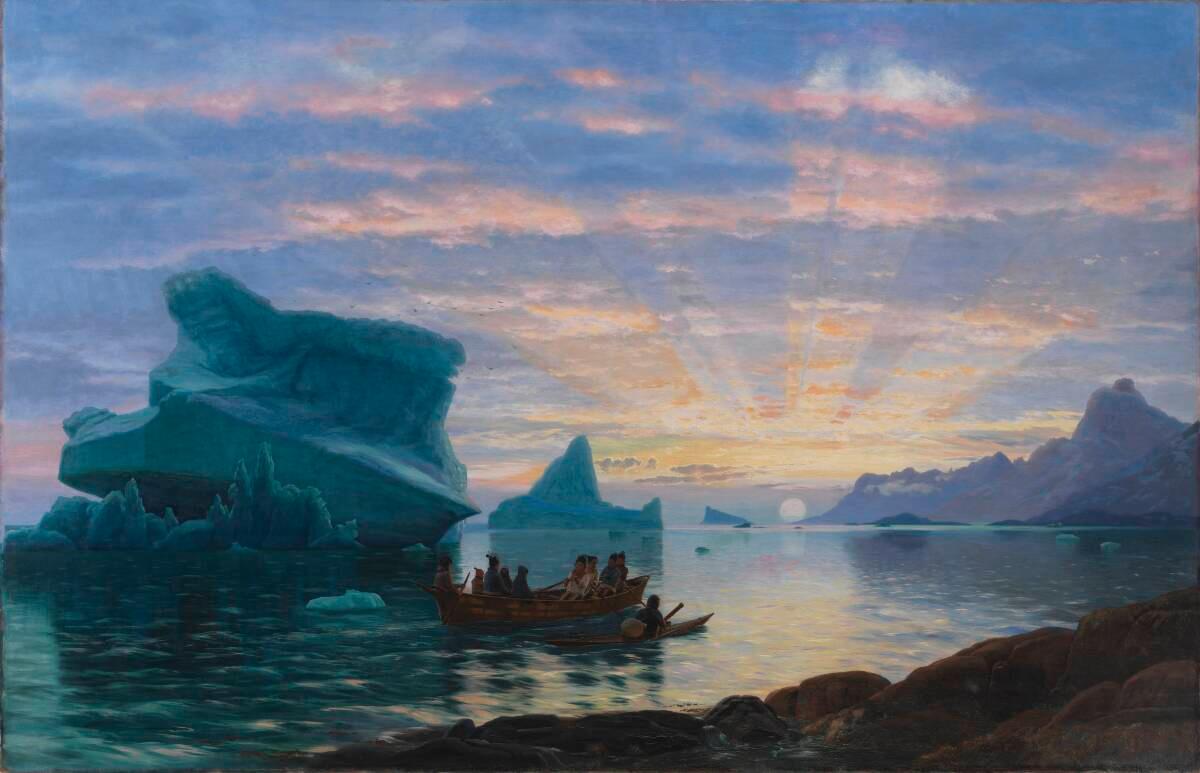 Midnatsstemning ved den grønlandske kyst